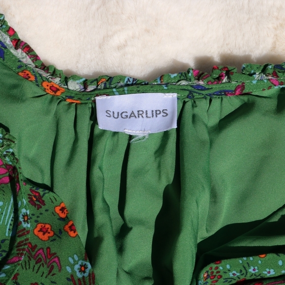 Sugarlips Green and Red Ruffled Tiered Mini Dress, Perfect Fun SPRING Dress - Picture 5 of 7